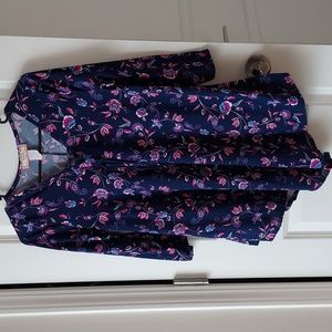 C'est LA Vie 3/4 sleeve blue w/ flower print large